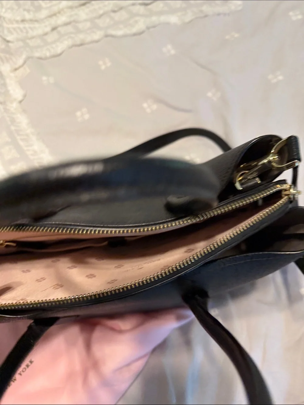 kate spade Black Pebbled Leather Satchel with Crossbody Strap